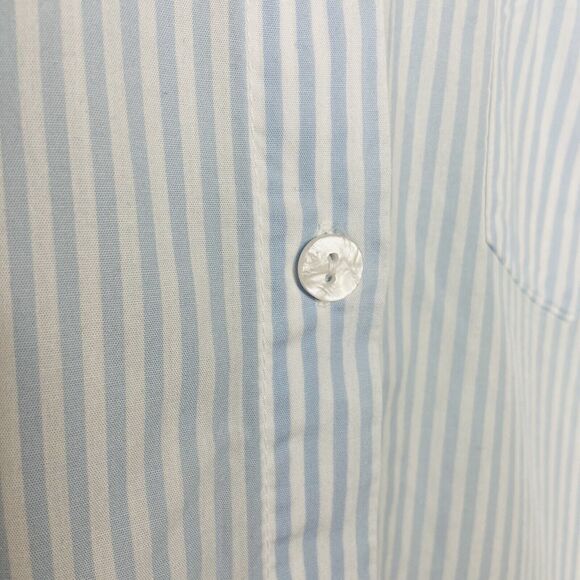 Miss Elaine Short Nightgown Size XL Sleeveless Button Stripe Cotton Light Blue - Picture 9 of 13